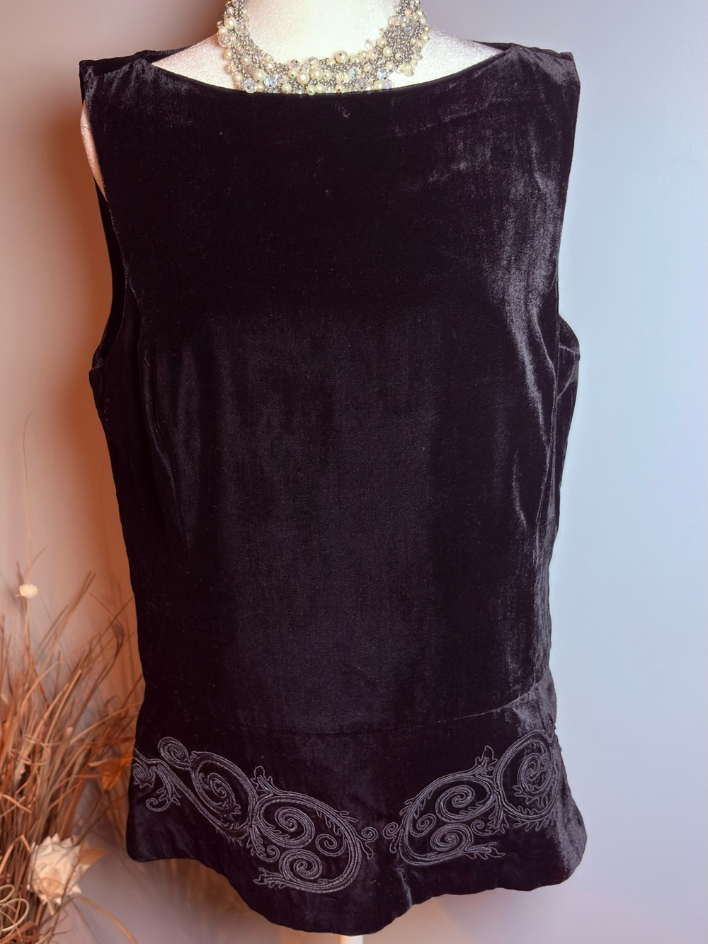 Lauren Ralph Lauren Velvet Embroidered Top 14 NWT $160